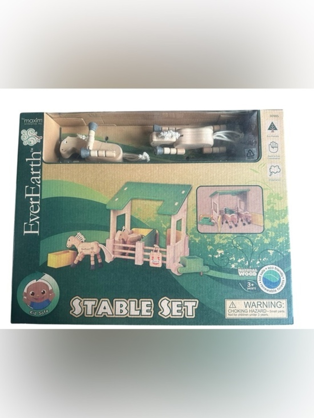 Ever Earth Natural Wood Stable Toy Set New in Box